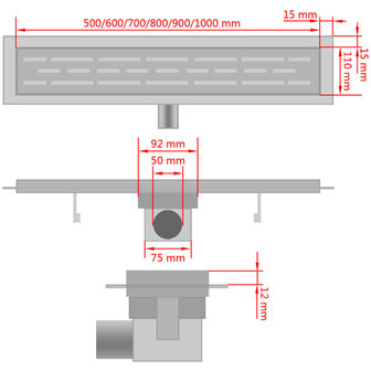 Doucheafvoer rechthoekig bubbel 530x140 mm roestvrij staal 8718475979104 9