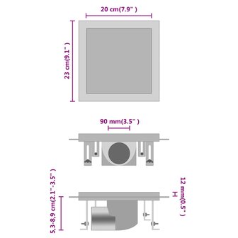 Doucheafvoer met 2-in-1 deksels 23x23 cm roestvrij staal 8719883783017 8