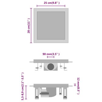 Doucheafvoer met 2-in-1 deksels 28x28 cm roestvrij staal 8719883783024 2