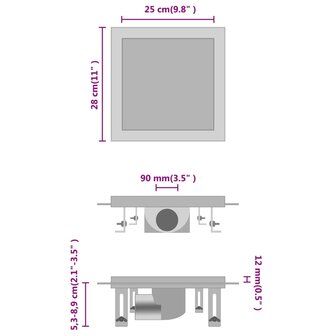 Doucheafvoer met 2-in-1 deksels 28x28 cm roestvrij staal 8719883783024 9