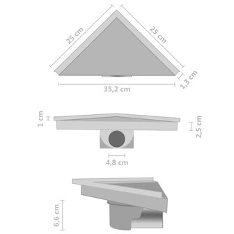 Doucheafvoer met 2-in-1 deksel 25x25 cm roestvrij staal 8719883783116 9