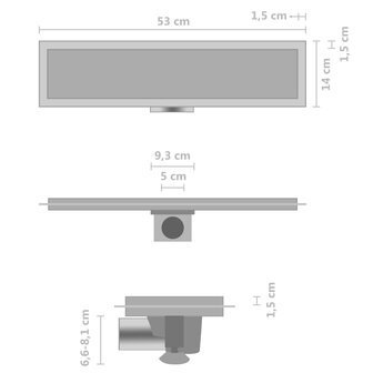 Doucheafvoer met 2-in-1 deksel 53x14 cm roestvrij staal 8719883783123 9