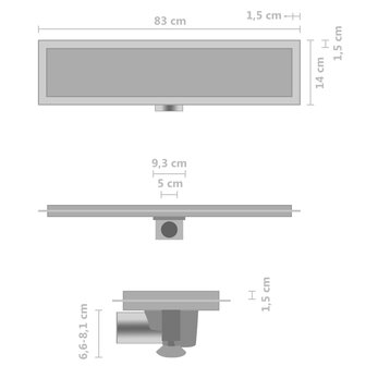 Doucheafvoer met 2-in-1 deksel 83x14 cm roestvrij staal 8719883783154 9