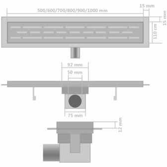 Doucheafvoer 2 st rechthoekig 730x140 mm roestvrij staal 8718475797289 8