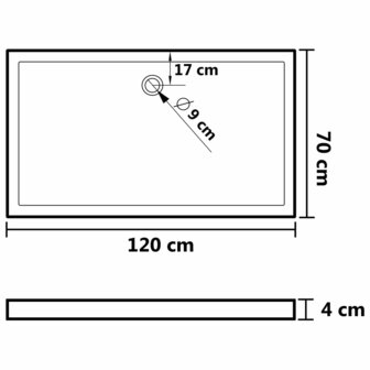 Douchebak rechthoekig 70x120 cm ABS zwart 8720286206164 7