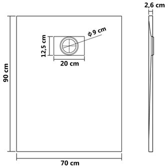 Douchebak 90x70 cm SMC bruin 8720286191361 8