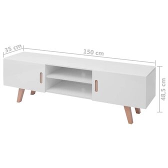 Tv-meubel 150x35x48,5 cm MDF hoogglans wit 8718475972488 6