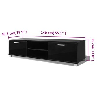 Tv-meubel 140x40,5x35 cm hoogglans zwart 8718475977230 5