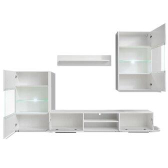 Muurvitrine tv-meubel met LED-verlichting wit 5-delig 8718475527428 3