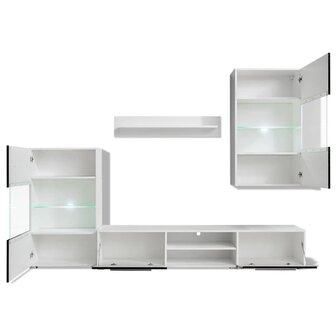 Muurvitrine tv-meubel met LED-verlichting zwart 5-delig 8718475527435 3