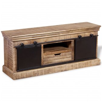 Tv-meubel met 2 schuifdeuren 110x30x45 cm massief mangohout 8718475528920 3