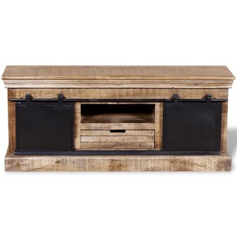 Tv-meubel met 2 schuifdeuren 110x30x45 cm massief mangohout 8718475528920 8