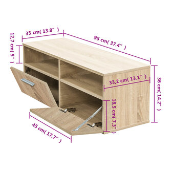 Tv-meubel 95x35x36 cm bewerkt hout eikenkleurig 8718475583714 5