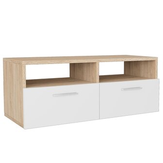 Tv-meubel 95x35x36 cm bewerkt hout eikenkleurig en wit 8718475583721 2