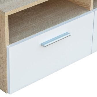 Tv-meubel 95x35x36 cm bewerkt hout eikenkleurig en wit 8718475583721 4