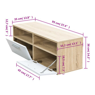 Tv-meubel 95x35x36 cm bewerkt hout eikenkleurig en wit 8718475583721 5