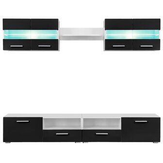 Tv-wandmeubelset met LED-verlichting hoogglans zwart 5-delig 8718475599081 3