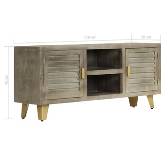 Tv-meubel 110x30x48 cm massief mangohout met messing grijs 8718475619505 10