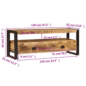 Tv-meubel 120x35x45 cm massief mangohout 8719883550909 10