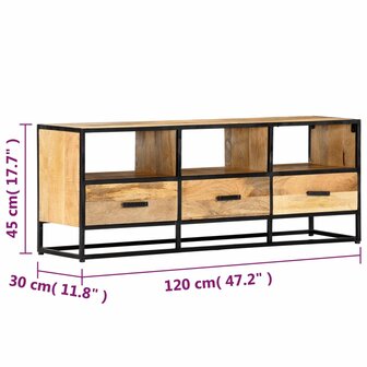 Tv-meubel 120x30x45 cm massief mangohout 8719883552163 8