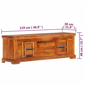 Tv-meubel 119x30x40 cm massief acaciahout 8719883552347 8