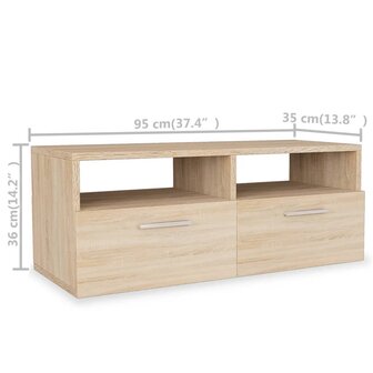 Tv-meubels 2 st 95x35x36 cm bewerkt hout eikenkleurig 8718475599593 6