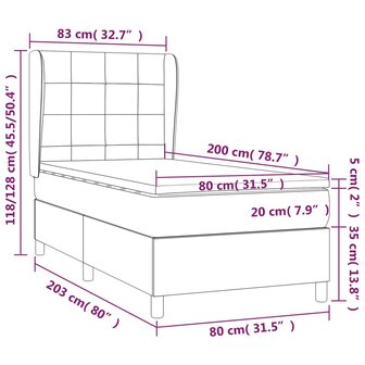 Boxspring met matras stof zwart 80x200 cm 8720287423553 7