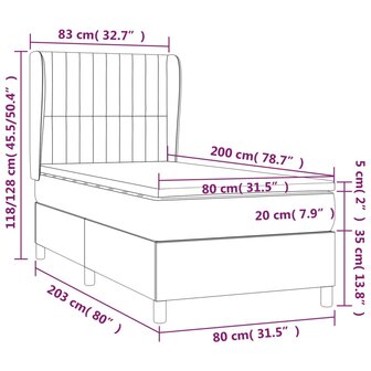 Boxspring met matras stof zwart 80x200 cm 8720287425151 7