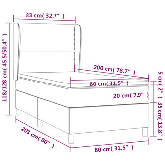 Boxspring met matras fluweel donkergrijs 80x200 cm 8720287429944 7