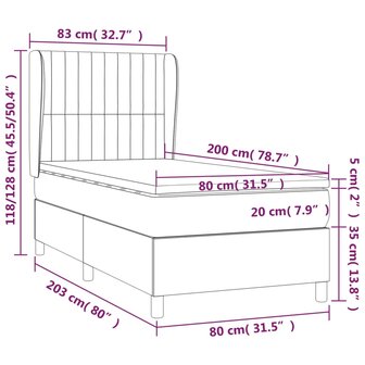 Boxspring met matras fluweel donkergrijs 80x200 cm 8720287431749 7