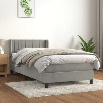 Boxspring met matras fluweel lichtgrijs 80x200 cm 8720287328186 1