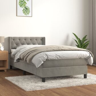 Boxspring met matras fluweel lichtgrijs 80x200 cm 8720287328780 1