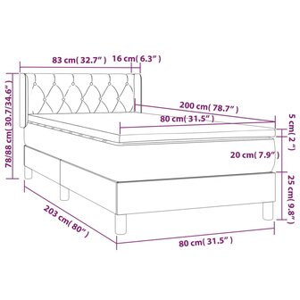 Boxspring met matras fluweel lichtgrijs 80x200 cm 8720287328780 7