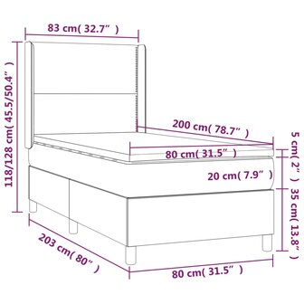 Boxspring met matras stof zwart 80x200 cm 8720287330806 7