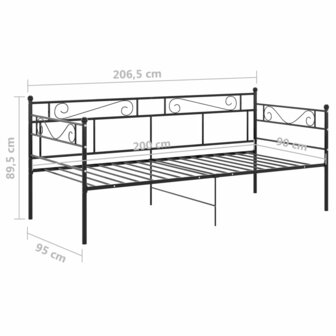 Slaapbankframe metaal zwart 90x200 cm 8720286195635 8