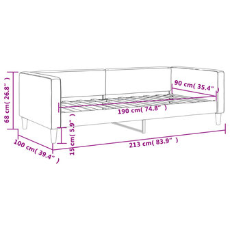 Slaapbank 90x190 cm stof donkergrijs 8720845952891 8