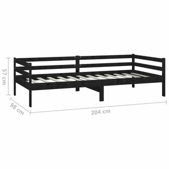 Bedbank massief grenenhout zwart 90x200 cm 8720286641309 8