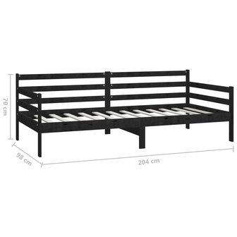 Bedbank massief grenenhout zwart 90x200 cm 8720286641354 8