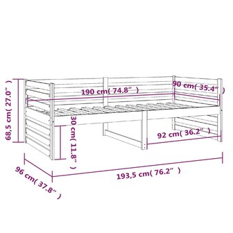 Slaapbank 90x190 cm massief grenenhout grijs 8720287133513 9