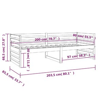 Slaapbank 80x200 cm massief grenenhout grijs 8720287133919 10