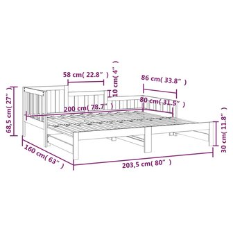 Slaapbank uitschuifbaar 2x(80x200) cm massief grenenhout 8720287136248 12