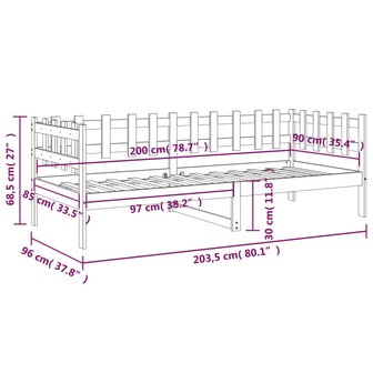 Slaapbank 90x200 cm massief grenenhout zwart 8720287136484 11