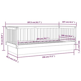 Slaapbank 100x200 cm massief grenenhout zwart 8720287214533 11