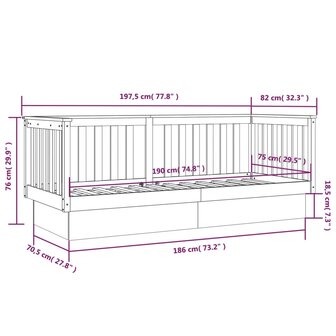 Slaapbank 75x190 cm massief grenenhout zwart 8720287214588 11