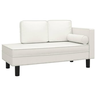 Chaise longue met kussens en bolster kunstleer cr&egrave;mekleurig 8720286826553 2