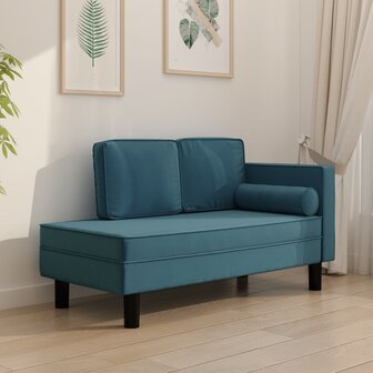 Chaise longue met kussens en bolster fluweel blauw 8720286826614 1