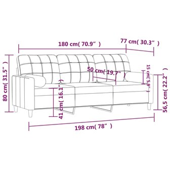 Driezitsbank met sierkussens 180 cm stof zwart 8721012057616 8