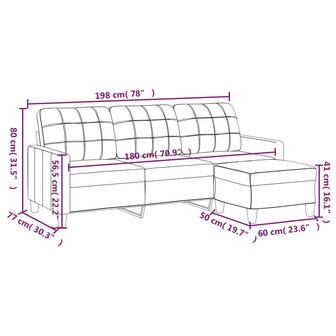 Driezitsbank met voetenbank 180 cm kunstleer grijs 8721012059832 7