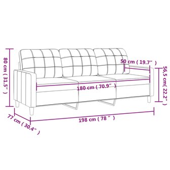 Driezitsbank 180 cm stof zwart 8721012138292 8