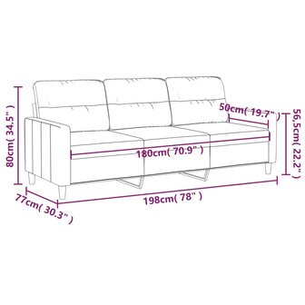 Driezitsbank 180 cm stof lichtgrijs 8721012139695 8